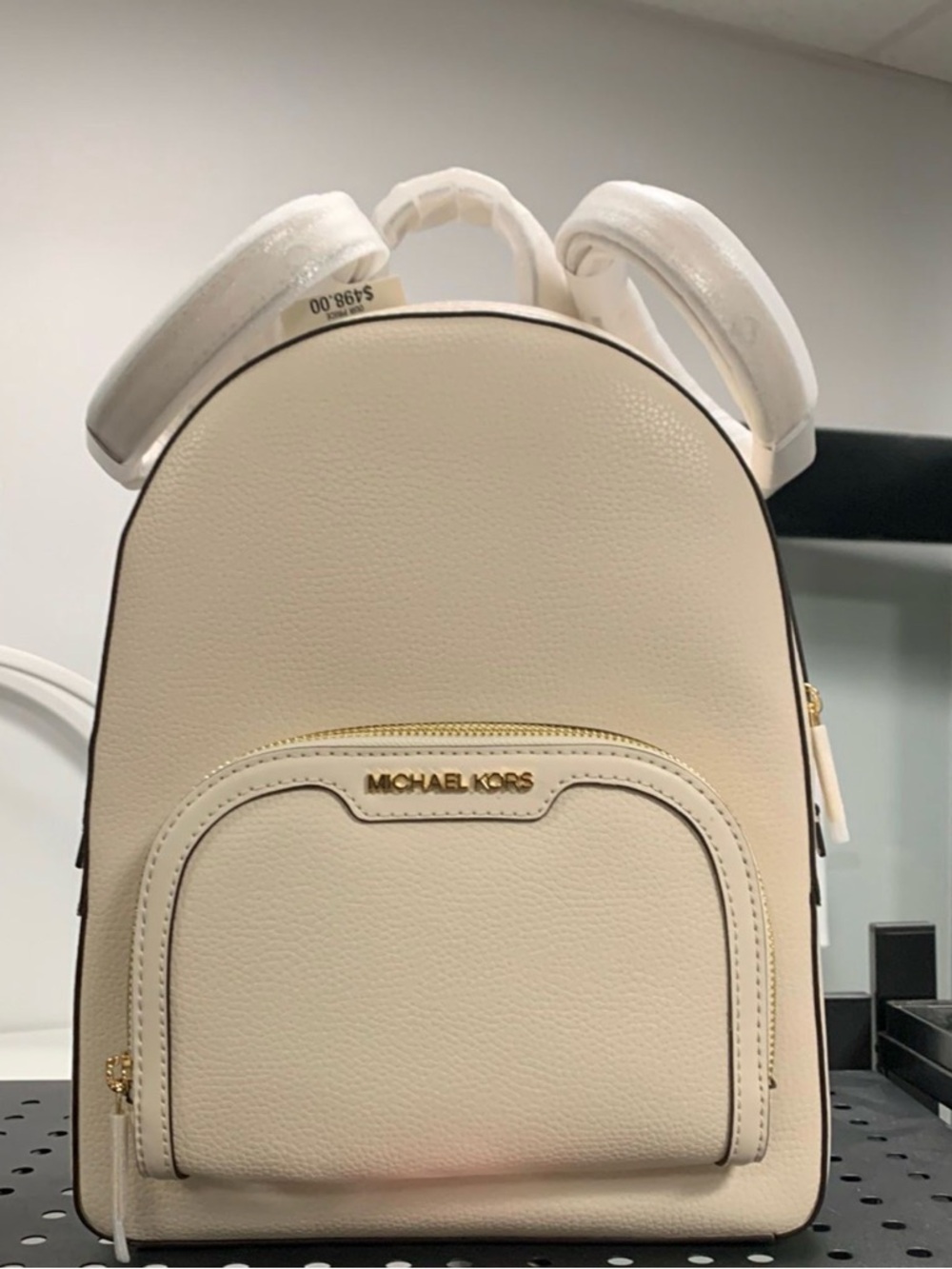 Michael Kors Cream Pebbled Leather Mini Backpack with Gold Hardware